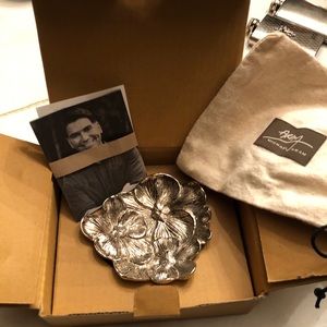 Michael Aram, blackened finish, detailed in cast metal, Black Orchid Mini Dish